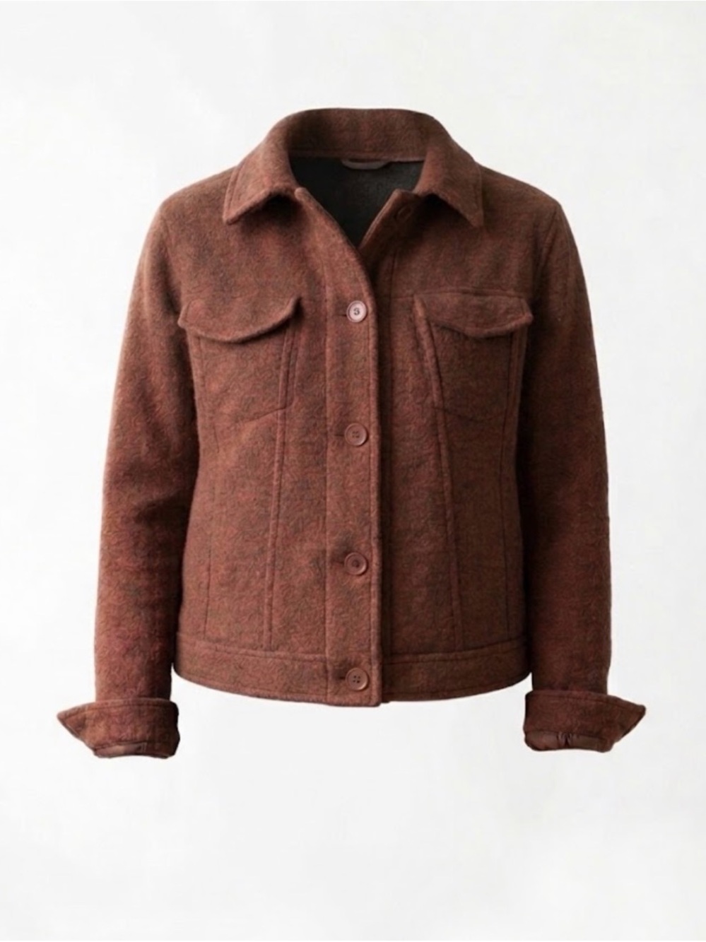 Joie Women's Brown Felt Cropped Button-Front Jacket Size S